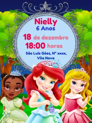 Invitación de cumpleaños Princesas – Estático – Lilian Designer