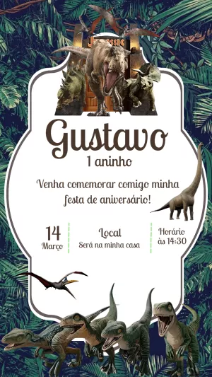 Invitación de cumpleaños Dinosaurio – Estático – Gisele