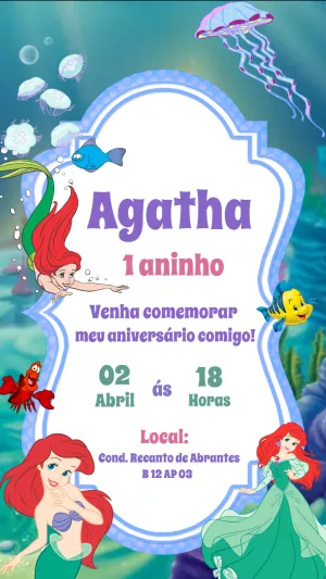 Invitación de cumpleaños La Sirenita – Estático – Gisele