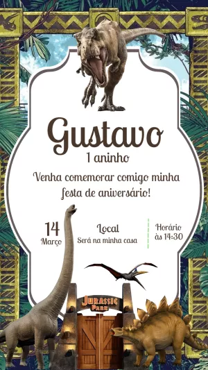 Convite de Aniversário Jurassic Park para Editar Online