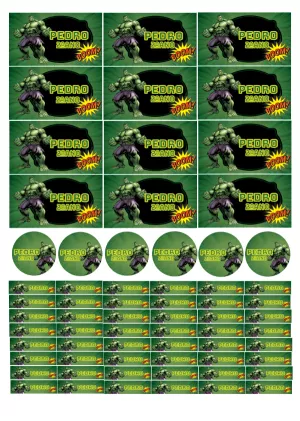 Etiqueta Escolar Hulk para Editar e Imprimir Online