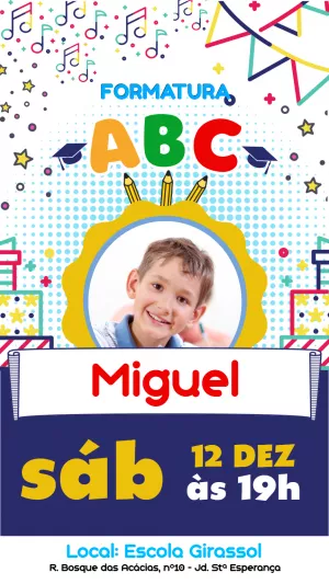 Convite Formatura ABC com Foto para Editar Online