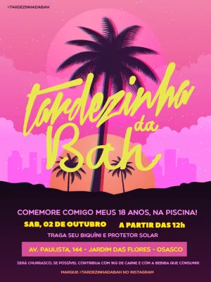 Convite de Aniversário Tardezinha com Coqueiro para Editar