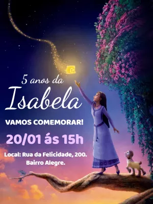 Convite Aniversário Wish O Poder dos Desejos para Editar Online