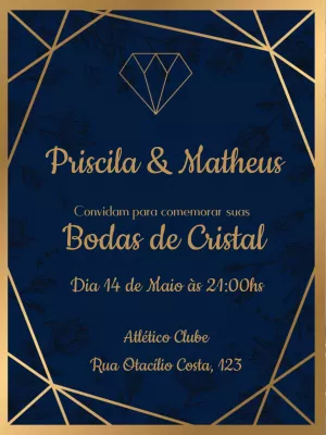 Convite Bodas de Cristal Elegante para Editar Online