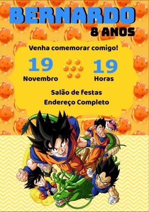 Convite de Aniversário Dragon Ball Z para Editar Online