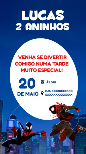 Convite de Aniversário Homem-Aranha Miles Morales para Editar