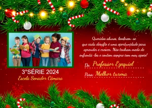 Cartão de Natal para Alunos com Foto para Editar Online