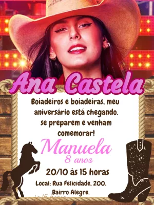 Invito di compleanno Cowgirl – Statico – Gley Leobas