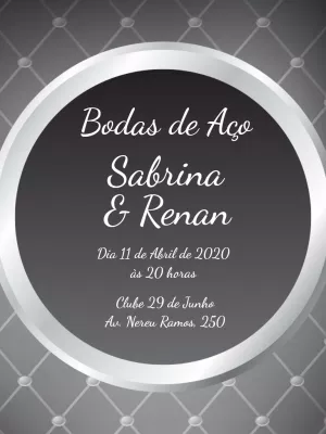 Convite Bodas de Aço Elegante para Editar Online