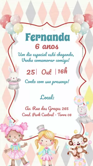Circus Birthday Invitation – Static – Gisele