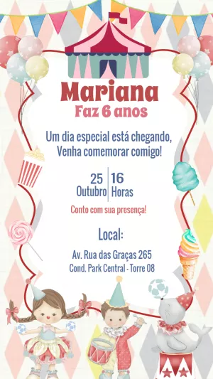Circus Birthday Invitation – Static – Gisele