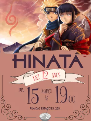 Convite de Aniversário Naruto e Hinata para Editar Online