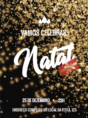 Convite de Natal Elegante com Brilho Dourado para Editar