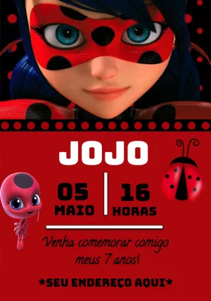 Convite de Aniversário Ladybug Miraculous para Editar Online