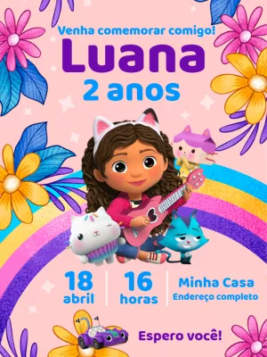 Convite de Aniversário A Casa Mágica da Gabby para Editar