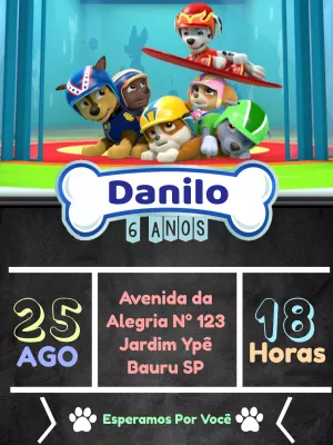 Invito di compleanno Paw Patrol – Statico – Way Lopez