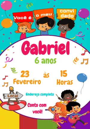Convite Aniversário 3 Palavrinhas Musical para Editar Online