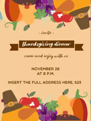 Thanksgiving Dinner Invitation Template to Edit Online
