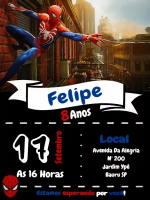 Convite de Aniversário Homem Aranha para Editar Online