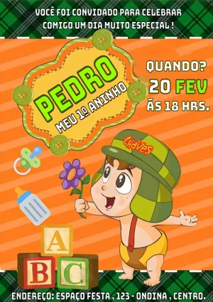 Convite de Aniversário Chaves Baby para Editar Online
