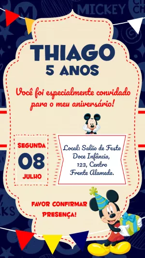 米奇生日邀请函 – 静态 – Idesign Personalizados