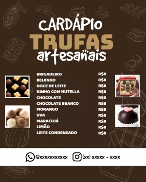 Modelo de Cardápio de Trufas Artesanais para Editar Online