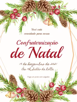 Convite Confraternização de Natal Aquarela para Editar Online