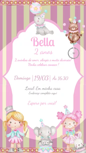 Invitation d'anniversaire Cirque – Statique – Laiane