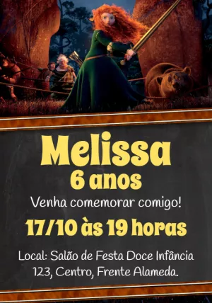 Convite Aniversário Merida Valente para Editar Online