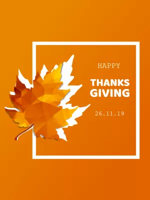 Happy Thanksgiving Post with Maple Leaf to Edit Online