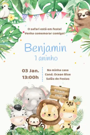Safari Birthday Invitation – Static – Festejar Conviteria