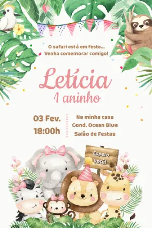 Safari Birthday Invitation – Static – Festejar Conviteria