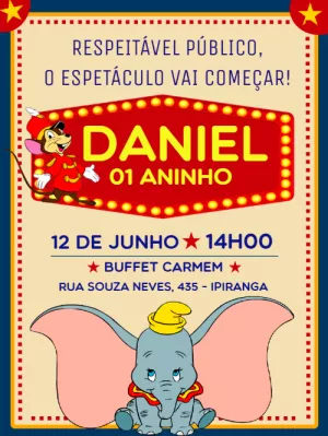 Invitation d'anniversaire Cirque – Statique – Augusto Renan