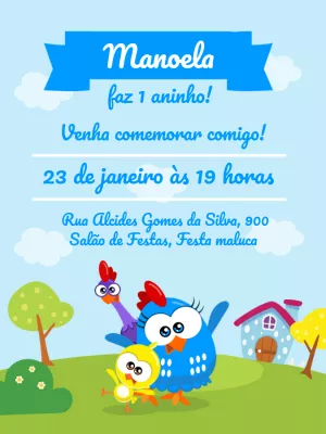 Convite de Aniversário Galinha Pintadinha Mini para Editar Online
