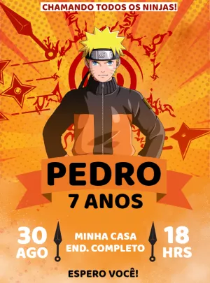 Convite de Aniversário Naruto: Edite Online para Imprimir