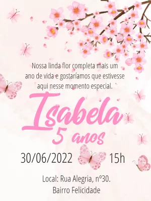 Convite Aniversário Jardim Encantado com Borboletas para Editar
