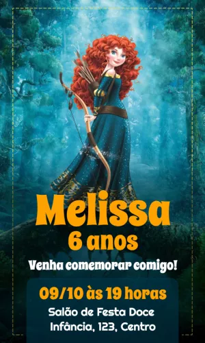 Convite de Aniversário Merida Valente para Editar Online