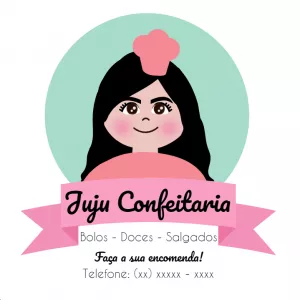 Logo Editável para Confeitaria com Mascote para Editar Online