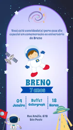 Invito di compleanno Astronauta – Statico – Gisele