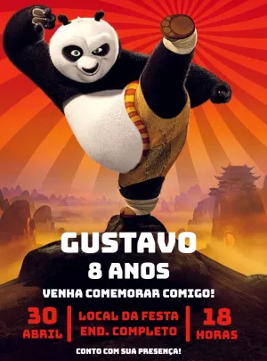 Convite Aniversário Kung Fu Panda Editável Online