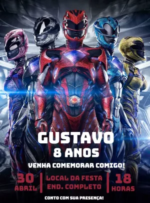 Convite de Aniversário Power Rangers Editável Online