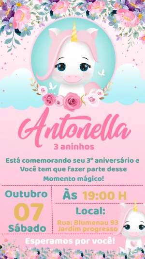 独角兽生日邀请函 – 静态 – Thainá Nicolau 