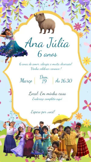 Convite Aniversário Encanto com a Família Madrigal para Editar