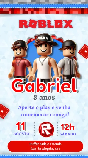 Convite de Aniversário Roblox Menino para Editar Online