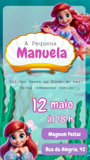 Invitación de cumpleaños La Sirenita – Estático – Felicity Artes