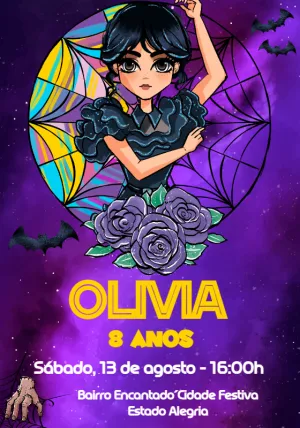 Invito di compleanno Mercoledì – Statico – Cindy