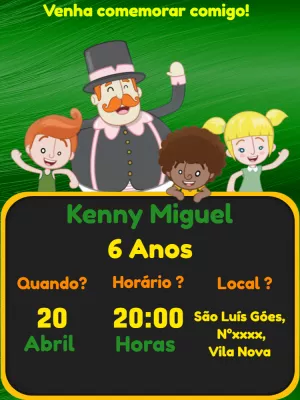 Convite Aniversário Mundo Bita com Personagens para Editar Online