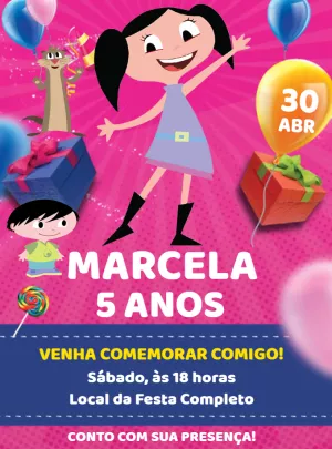 Convite Aniversário Show da Luna com Personagens para Editar