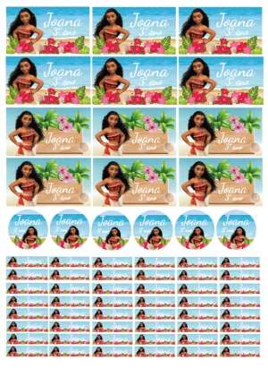 Etiquetas Escolares Moana para Editar e Imprimir Online